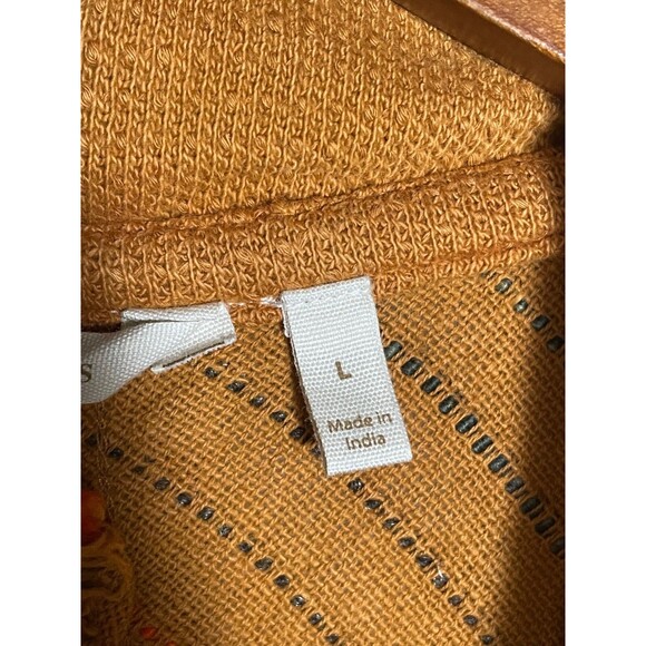 Soft Surroundings Mustard Stripe Zip Cardigan Jacket Asymmetrical Pockets Size L - Picture 6 of 14